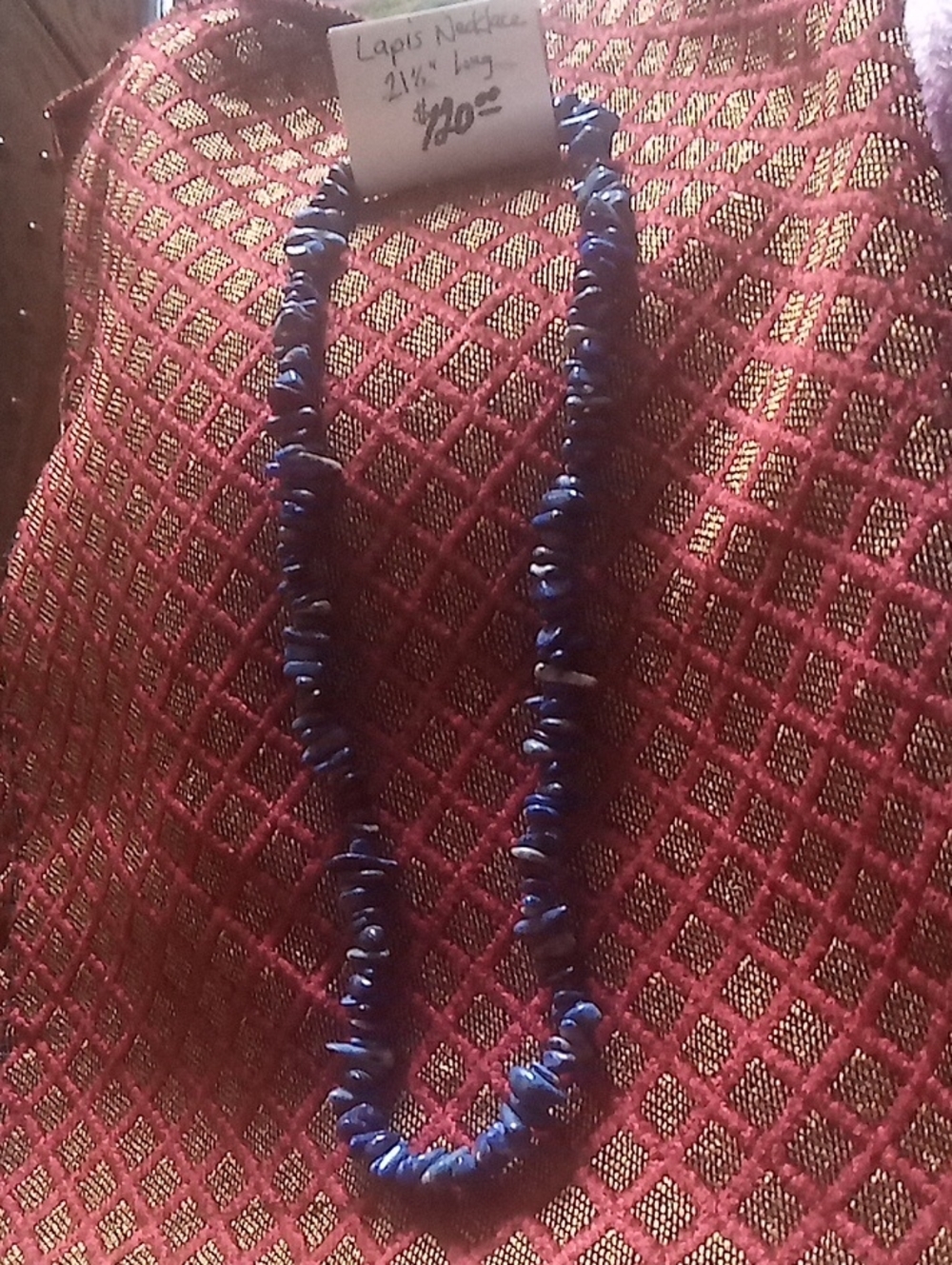 Handstrung Lapis Chip Necklace — Deep Blue Gemstone Strand